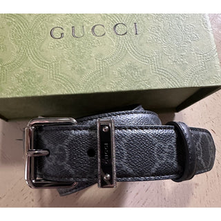New Gucci Men’s GG Print Leather Belt Black 90/36