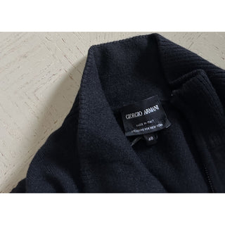 New $2095 Giorgio Armani Men Cashmere zip mock-neck sweater Black 48 Eu/S