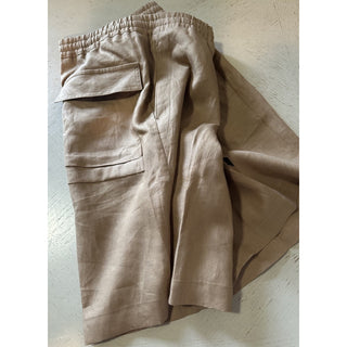 NWT $950 ZEGNA Drawstring Linen Short Pants LT Brown Size 38 US/54 Eu