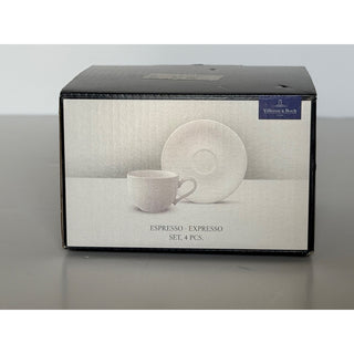 Villeroy & Boch New Cottage Espresso Cup Saucer Set 4 Pc White Germany NIB