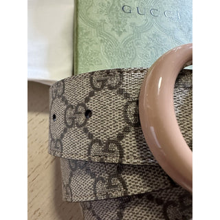 Gucci Women Leather GG Belt Brown/Beige Size 115/46 NWT 400593 HUH4V