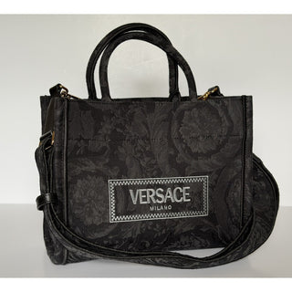Versace Small Tote Embroidery Jacquard Barocco Black Bag 1011564 IT NWT $1595