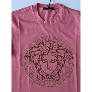 Versace Medusa Rhinestone Pink Cotton Jersey T-Shirt 4(40) 1010069 NWT $750