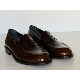 Fendi FF Penny Loafers Brown Calf Leather Men 9 US (8 Fendi) 7D1645 NIB $1250