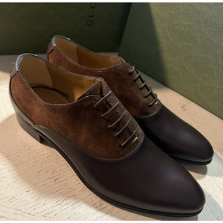 NIB Gucci Men’s Leather Suede Oxford Shoes Cocoa/Brown 11 US/10.5 UK 719741