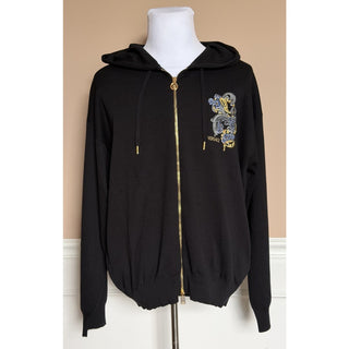 Versace Embroidered Wool/Silk Black Jacket with Hoodie 44 US (54) 1014506 NWT