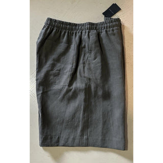 Giorgio Armani Men Linen Drawstring Short Pants dark olive gray 38 US/54 Eu New