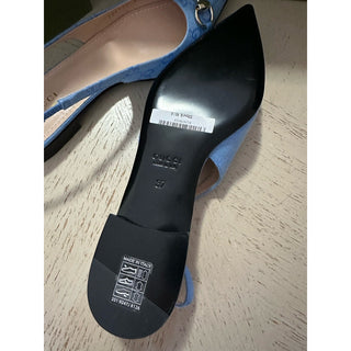 Gucci Women’s GG Print Canvas Sandal Shoes Blue 7 US/37 Eu New