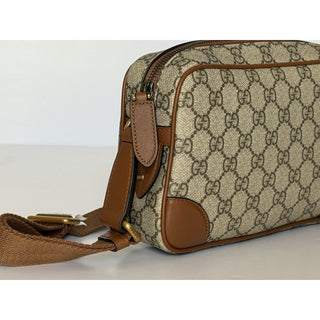 Gucci GG Emblem Small Camera Bag Beige Brown Crossbody 821216 FAED3 NWT