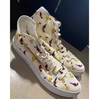 NIB Saint Laurent Men Canvas/Leather Menphis Sneakers Off White 9 US/42 Eu