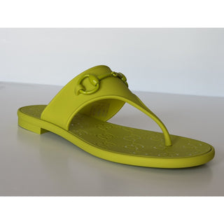 Gucci Horsebit Rubber Thong Green Sandals 8 US (38 Euro) 780306 NIB
