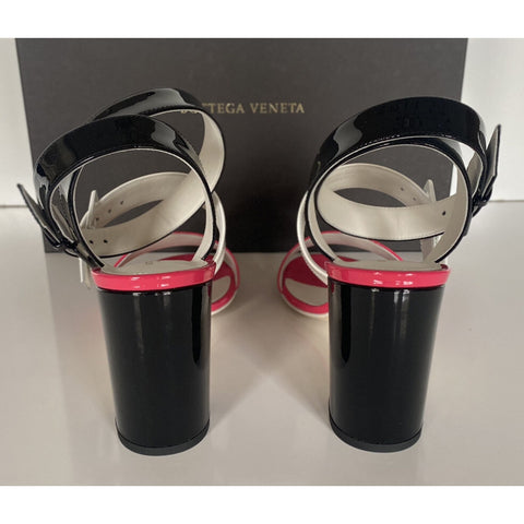 NIB $760 Bottega Veneta Strappy Block-heeled Patent Tricolor Sandals 7 US 565653