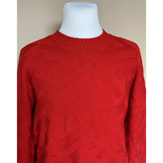 Versace Greca Knit Wool Sweater Red 58 (3XL) Made in Italy 1008473 NWTWD $1175