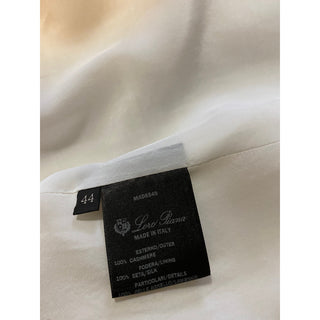 New $5395 Loro Piana Women Cashmere/Leather Long Jacket Coat White 44/10 Italy