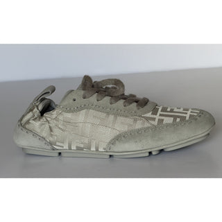 Fendi Fit FF Jacquard Suede Sneakers Grey Men 10 US (9 Fendi) IT 7E1842 NIB $950