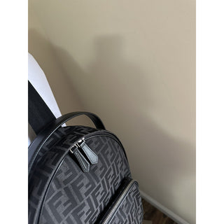 New $2100 Fendi Canvas/Leather FF Logo One-Shoulder Backpack Black/Brown 7VZ065