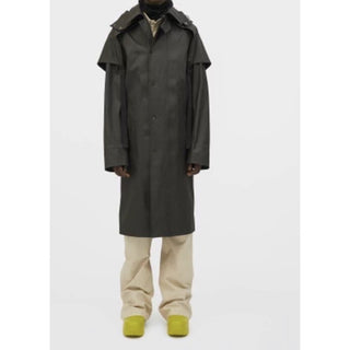 New $3100 Bottega Veneta Men Stretch Cotton Trench Coat Color DK Chocolate S