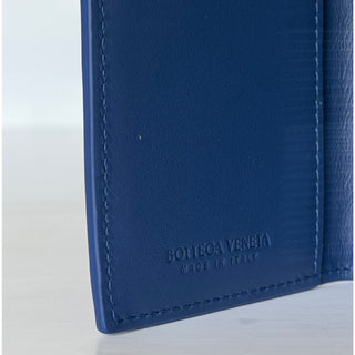 Bottega Veneta Intrecciato Leather Cassette Flap Card Case Blue 749417 NWT $520