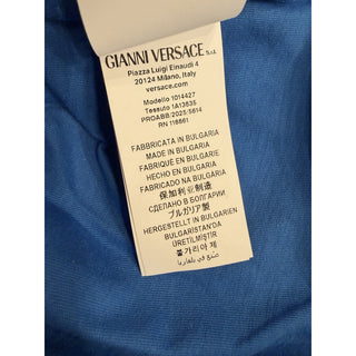 Versace Greek Key Print Cotton Jersey T-Shirt Blue/White XL 1014427 NWT