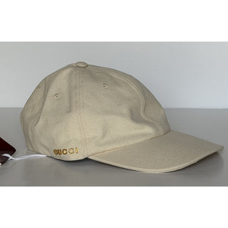 Gucci Gold-tone Logo Baseball Cap Hat Cotton Ivory M (58 cm) Italy 792386 IT NWT