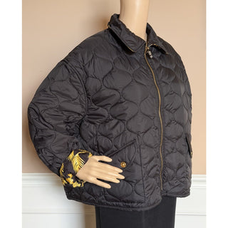 Versace Reversible Barocco Palm Quilted Jacket Black Gold 50 Euro 1022974 NWT