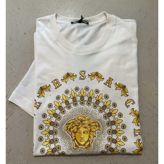 Versace Medusa Print with Studs Ivory Cotton Jersey T-Shirt XL 1011861 NWT $925