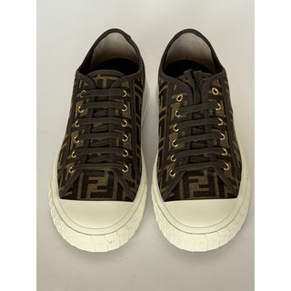 Fendi Domino FF Jacquard Sneakers Brown Men 12 US (11 Fendi) IT 7E1553 NIB $770