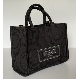 Versace Small Tote Embroidery Jacquard Barocco Black Bag 1011564 IT NWT $1595