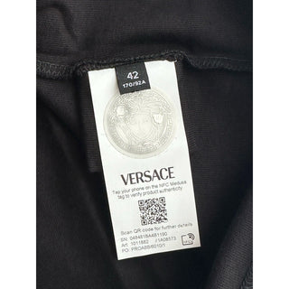 Versace Black Embroidered 90s Vintage Logo T-Shirt 6 (42) 1011882 NWT $750