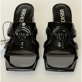 Versace Medusa Patent Leather Mule Sandals Black 11 US (41 Eu) Spain 1018232 NIB