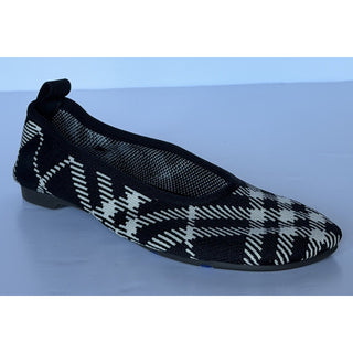 Burberry Baby Check Knit Ballet Flats Black Calico 9 US (39) IT 8096867 NWT $655
