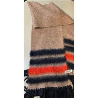 New Burberry Women Scarf Graphic Stripe Knit Color Warm Camel Italy