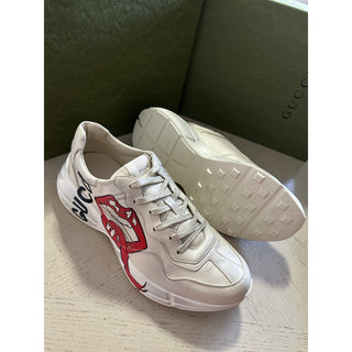 New Gucci Men Leather Rython Dirty mouth Sneakers Ivory 15 US/14 UK 552089
