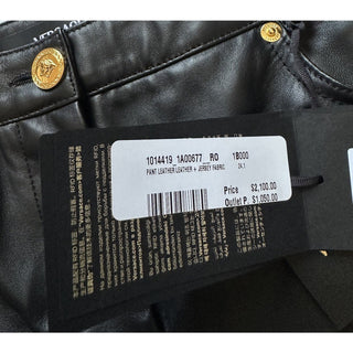 Versace Women's Black Leather/Fabric Pants 6 US (40 Euro) 1014419 NWT $2100