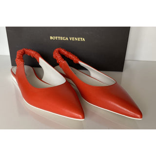 NIB $620 Bottega Veneta Women's Flat Pump Reddish Orange Shoes 9 US 565640 Italy