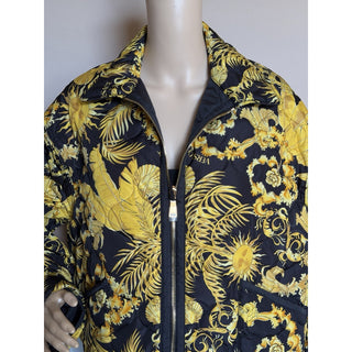 Versace Reversible Barocco Palm Quilted Jacket Black Gold 50 Euro 1022974 NWT