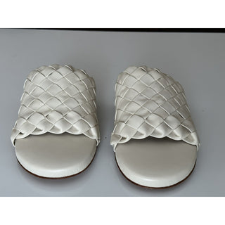 NIB $1150 Bottega Veneta Men's Intrecciato Leather Sandals White 9 US 620298 IT