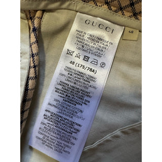 Gucci Men’s Linen Dress Pants Beige/Blue 32 US/48 Eu New $1350