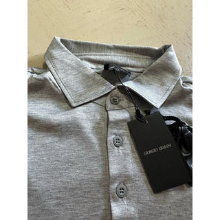 NWT $875 Giorgio Armani Mens Silk/Cotton Polo Shirt Gray 46 US/56 Eu ( XXL )