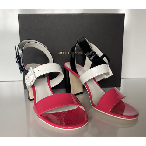 NIB $760 Bottega Veneta Strappy Block-heeled Patent Tricolor Sandals 7 US 565653