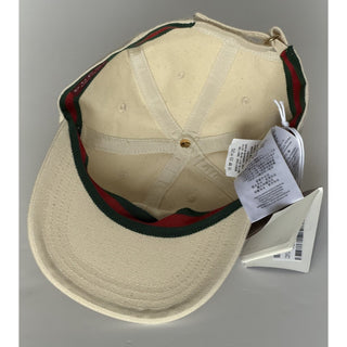 Gucci Gold-tone Logo Baseball Cap Hat Cotton Ivory M (58 cm) Italy 792386 IT NWT