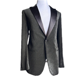 NWT $3395 Giorgio Armani Men Velvet Jacket Blazer Black/Gray 42 US/52 Eu Italy