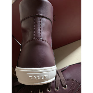 New $650 Bally Men Oldani Leather High-Top Sneakers Color Merlot 8 US Italy