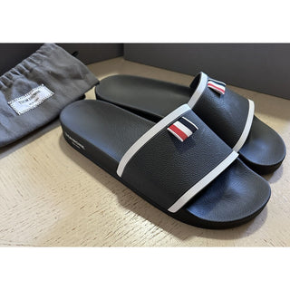 NIB Thom Browne Logo Slides Sandal Dark Gray Size 8 US/41 Eu Italy