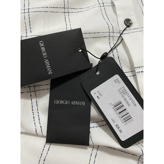 NWT $925 Giorgio Armani Mens Crewneck Shirt While 44/17.5 Italy