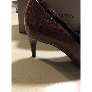 NIB $2995 Giorgio Armani Women Caiman Leather Shoes Burgundy 9 US ( 39 Eu )