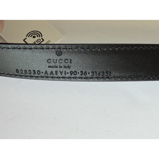 Gucci Metal Bamboo Detail Buckle Women's Black Leather Belt 90/36 IT 828330NWT