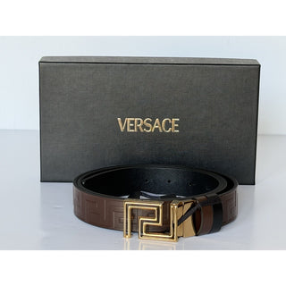 Versace Greca Calf Leather Reversible Brown/Black Belt 115 (46) 1021757 IT NWT