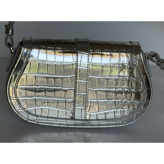 Versace La Greca Leather Silver Medium Shoulder Bag 1023417 Italy NWT $2775