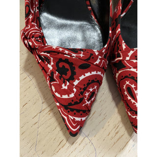 NIB $895 Saint Laurent Women Bandana Dress Shoes Red 7 US ( 37 Eu )